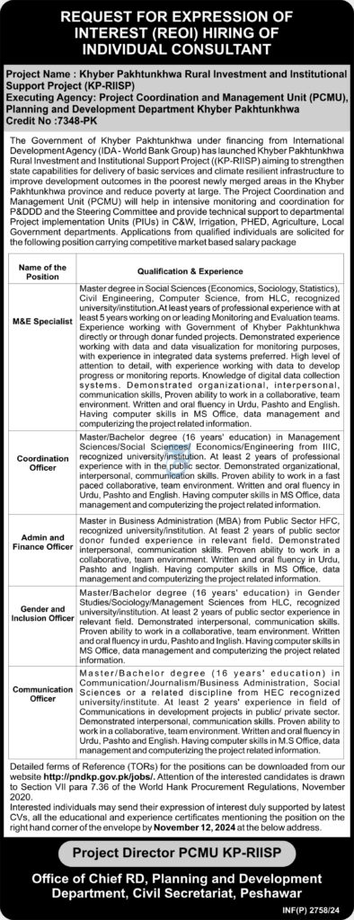 Planning-and-development-department-kpk-jobs-2024