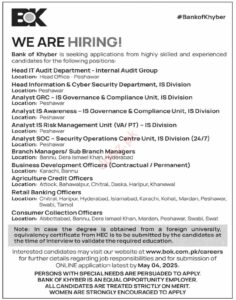 Bank of Khyber Jobs 2025