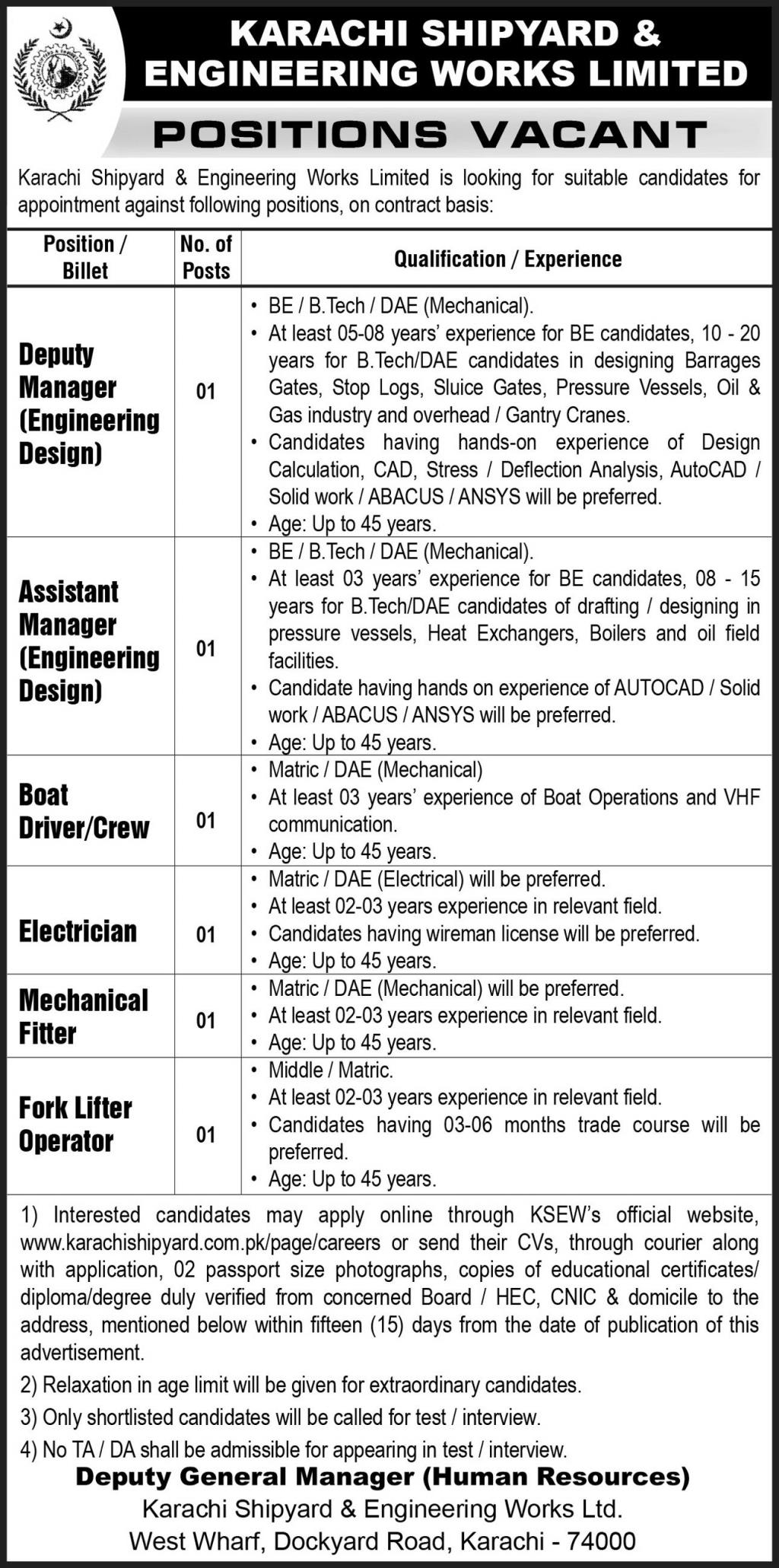 Karachi Shipyard Jobs 2025