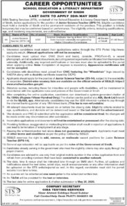 School Education Literacy Department Sindh Jobs 2025