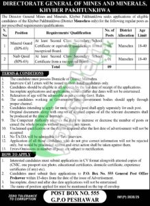 Minerals Development Department KPK Jobs 2025