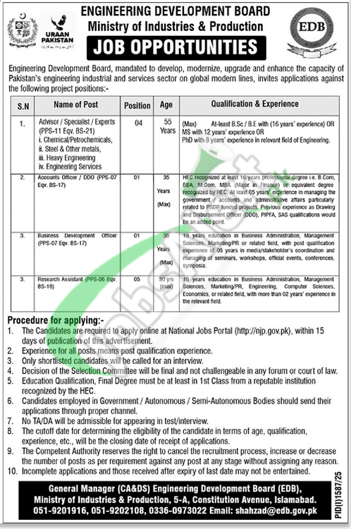Ministry of Industries and Production Jobs 2025