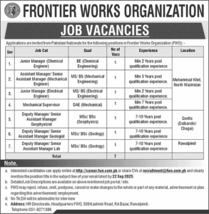 Frontier Works Organization Jobs 2025