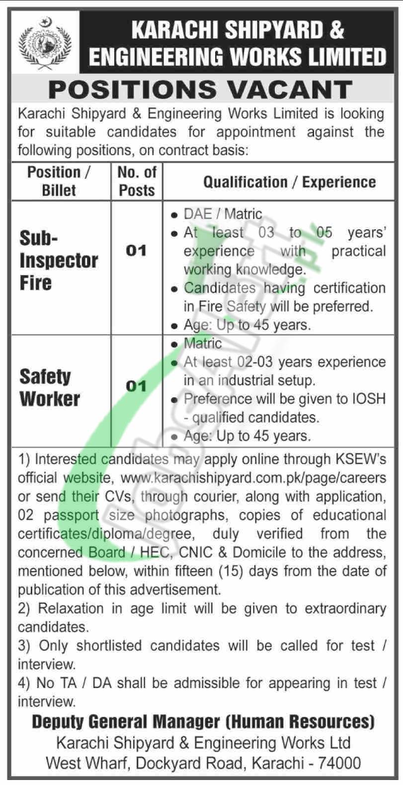 Karachi Shipyard Jobs 2025