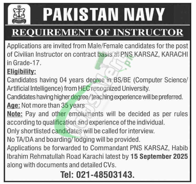 Pak Navy Civilian Jobs 2025