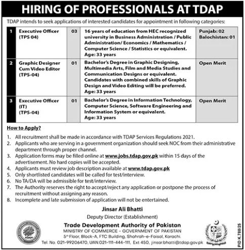 Trade Development Authority of Pakistan Jobs 2025